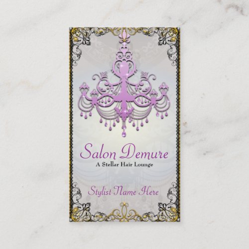 Modern Sophisticated Silver Purple Gold Salon Business Card