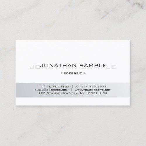 Modern Sophisticated Silver White Plain Trendy Business Card