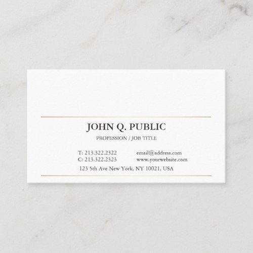Modern Sophisticated Simple Plain Gold Striped Business Card