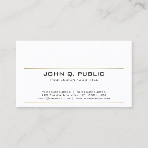 Modern Sophisticated Sleek Plain Gold Stripes Business Card