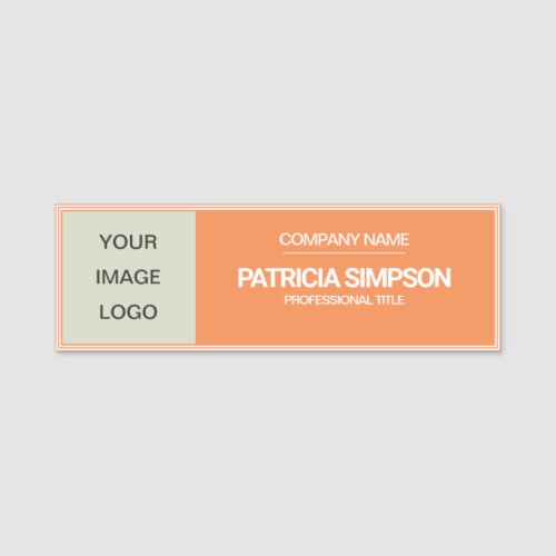 Modern Sophistication with Nectarine Orange  Grey Name Tag