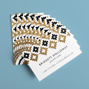 Modern Southwest Blanket Black and Gold Glitter Business Card