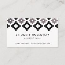 Modern Southwest Blanket Black Faux Silver Glitter Business Card