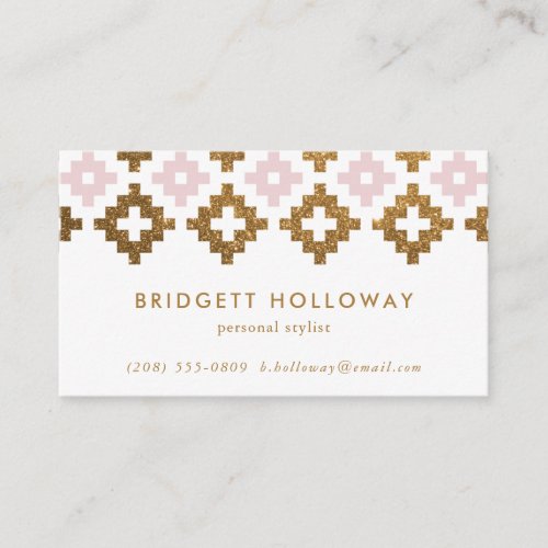 Modern Southwest Blanket Blush and Gold Glitter Business Card