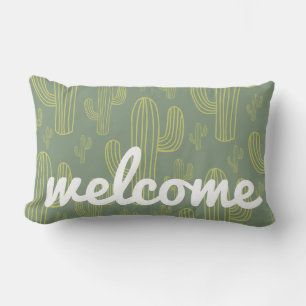 Modern Southwest Desert Cactus Pattern Lumbar Pillow