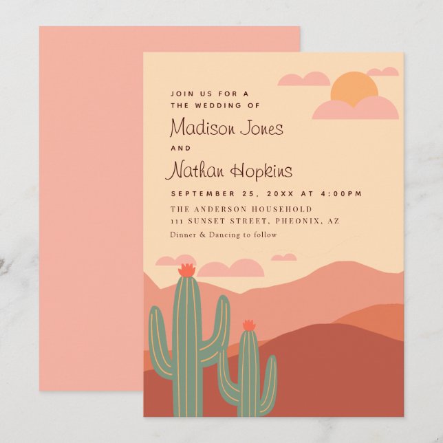 Modern Southwest Desert Wedding Invitation (Front/Back)