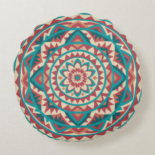 Modern Southwest Mandala Round Pillow