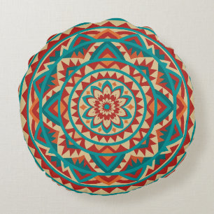 Modern Southwest Mandala Round Pillow