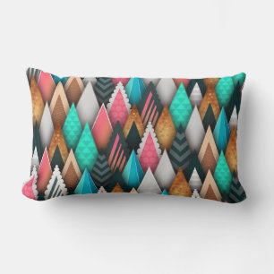 Modern Southwestern Aztec Teal Pink Brown Lumbar Pillow