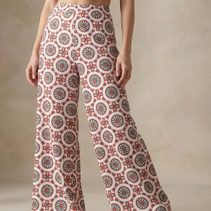 Modern Southwestern Ethnic Red & Grey Geometric Fabric