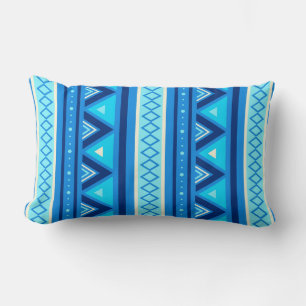 Modern Southwestern Geometric, Blue & Turquoise Lumbar Pillow