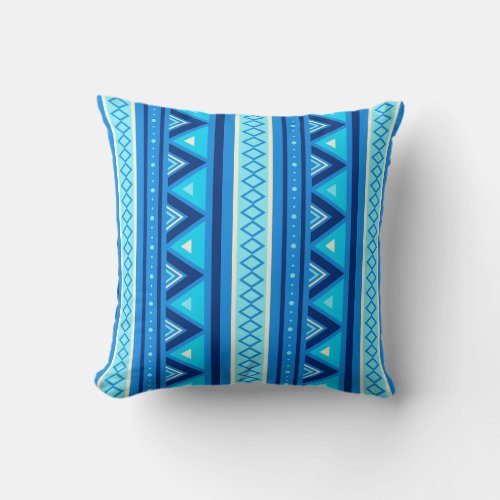 Modern Southwestern Geometric Blue  Turquoise Th Throw Pillow