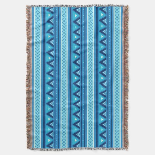 Modern Southwestern Geometric Blue  Turquoise Throw Blanket