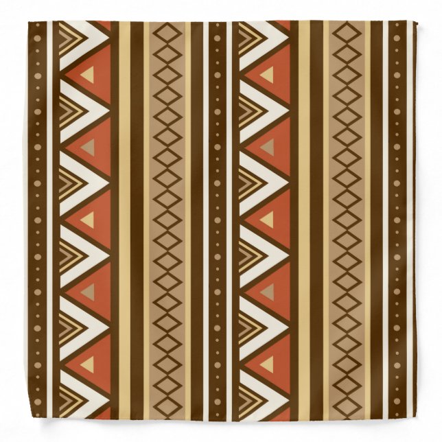 Modern Southwestern Geometric, Brown, Tan & Rust Bandana (Front)