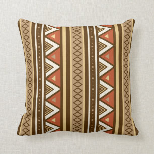 Modern Southwestern Geometric, Brown, Tan & Rust T Throw Pillow