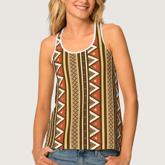 Modern Southwestern Geometric, Brown, Tan & Rust Tank Top (Front)