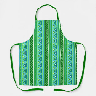 Modern Southwestern Geometric, Green and Aqua Apron