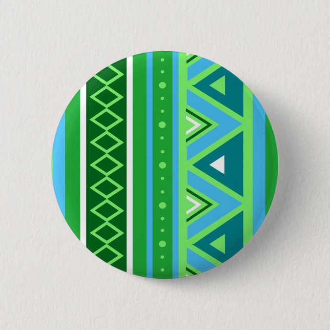 Modern Southwestern Geometric, Green and Aqua Button (Front)