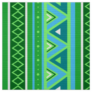 Modern Southwestern Geometric, Green and Aqua Fabric