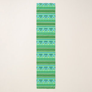 Modern Southwestern Geometric, Green and Aqua Scarf