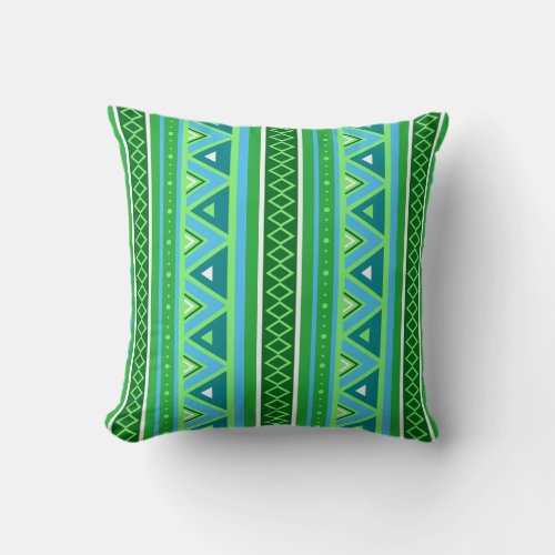 Modern Southwestern Geometric Green and Aqua Thro Throw Pillow