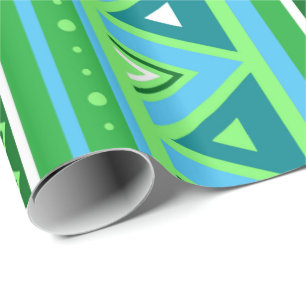Modern Southwestern Geometric, Green and Aqua Wrapping Paper
