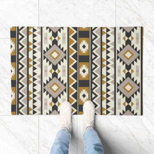 Modern Southwestern Geometric Pattern in Black Mus Doormat