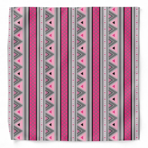 Modern Southwestern Geometric Pink and Gray Banda Bandana