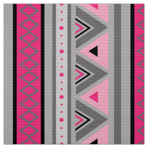 Modern Southwestern Geometric, Pink and Gray Fabric