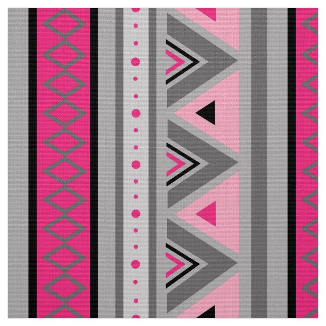 Modern Southwestern Geometric, Pink and Gray Fabric (Swatch)