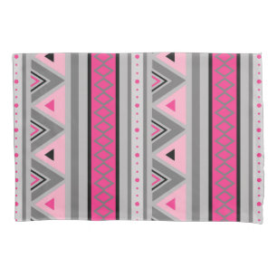 Modern Southwestern Geometric, Pink and Gray Pillow Case