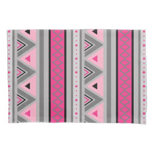 Modern Southwestern Geometric Pink and Gray Pillow Case