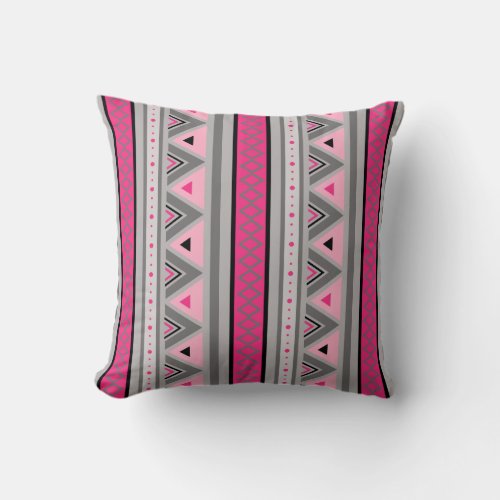 Modern Southwestern Geometric Pink and Gray Throw Throw Pillow