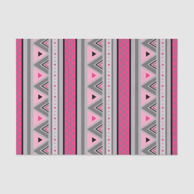 Modern Southwestern Geometric, Pink and Gray Tissue Paper (Front)