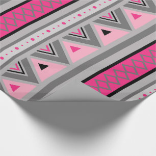 Modern Southwestern Geometric, Pink and Gray Wrapping Paper