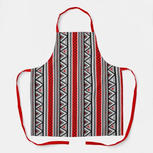 Modern Southwestern Geometric Red  Gray  Grey A Apron