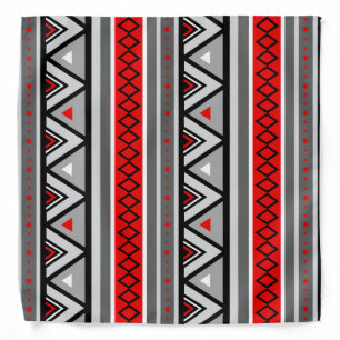 Modern Southwestern Geometric, Red & Gray / Grey Bandana