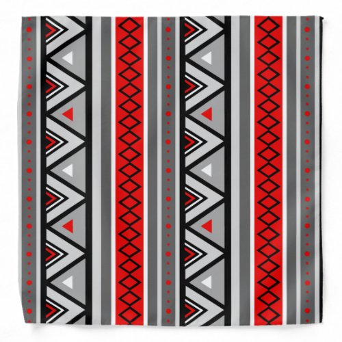 Modern Southwestern Geometric Red  Gray  Grey Bandana