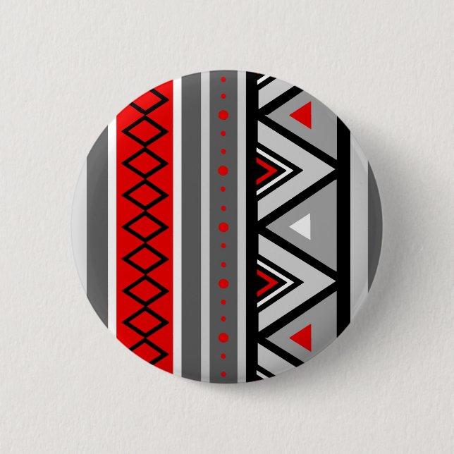 Modern Southwestern Geometric, Red & Gray / Grey Button (Front)