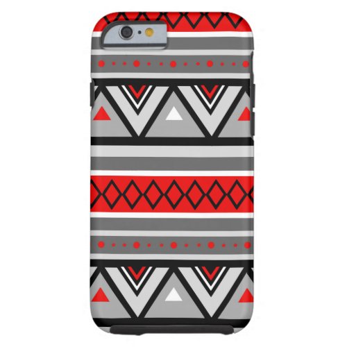 Modern Southwestern Geometric Red  Gray  Grey Tough iPhone 6 Case