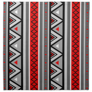 Modern Southwestern Geometric, Red & Gray / Grey Napkin