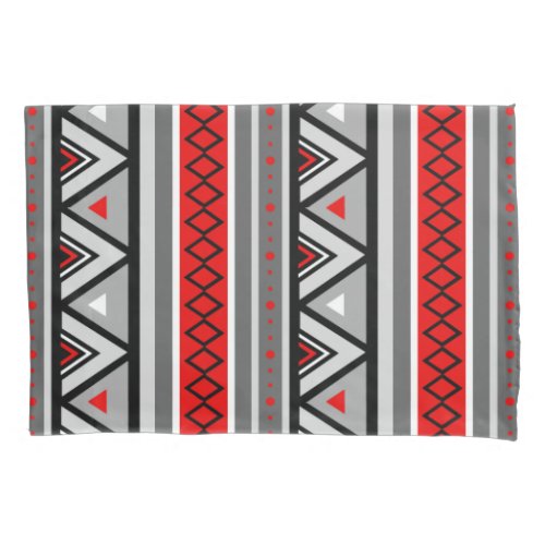 Modern Southwestern Geometric Red  Gray  Grey Pillow Case