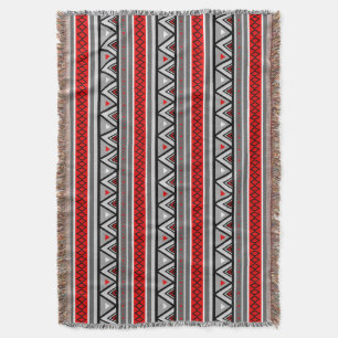 Modern Southwestern Geometric, Red & Gray / Grey Throw Blanket