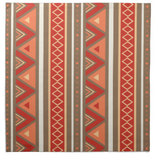 Modern Southwestern Geometric, Taupe & Orange Cloth Napkin