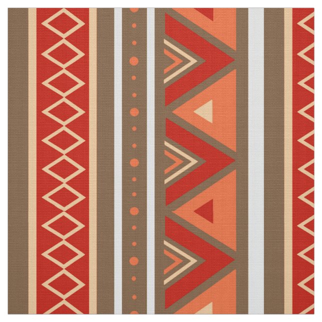 Modern Southwestern Geometric, Taupe & Orange Fabric (Swatch)