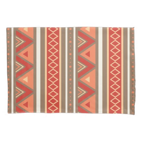 Modern Southwestern Geometric Taupe  Orange Pillowcase