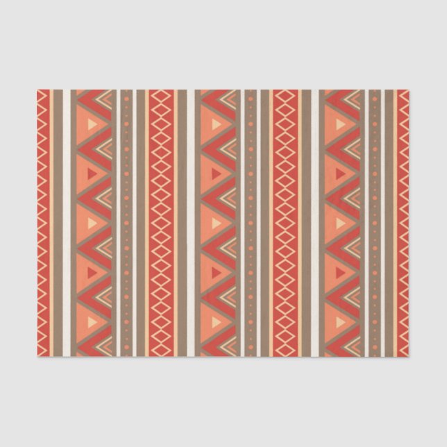 Modern Southwestern Geometric, Taupe & Orange Tissue Paper (Front)