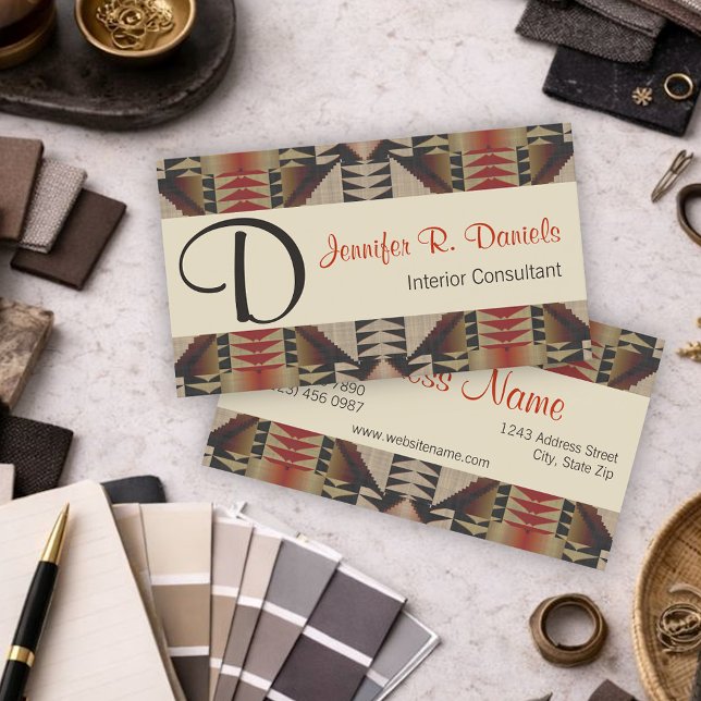 Modern Southwestern Geometric Tribal Art Pattern Business Card (Creator Uploaded)