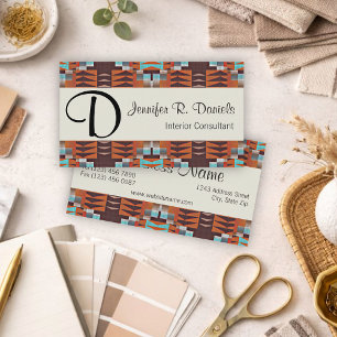Modern Southwestern Geometric Tribal Art Pattern Business Card