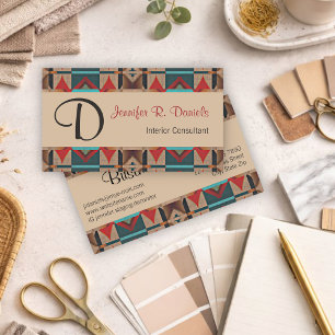 Modern Southwestern Geometric Tribal Art Pattern Business Card